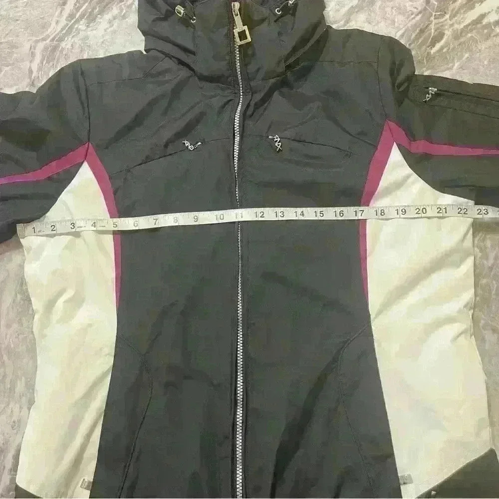 ZeroXposur Black Purple White Women's Large Hooded Jacket Double Zipper Pockets - Picture 5 of 11